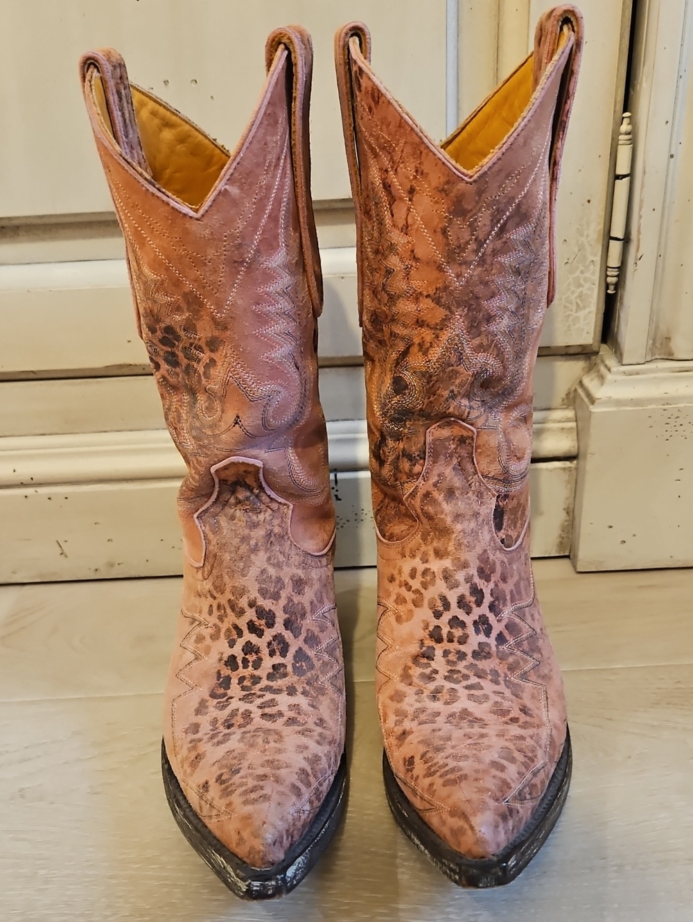 Rare Old Gringo Nevada Pink Leopardito Distressed Leather Cowgirl Boots Size 5.5 - Picture 12 of 16